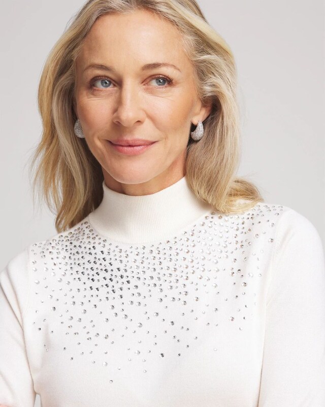 Embellished Mockneck Pullover Sweater - image 4